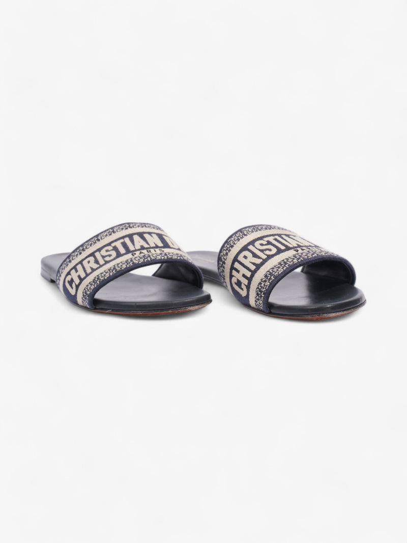  Christian Dior Dway Slides Navy / White Canvas EU 37.5 UK 4.5