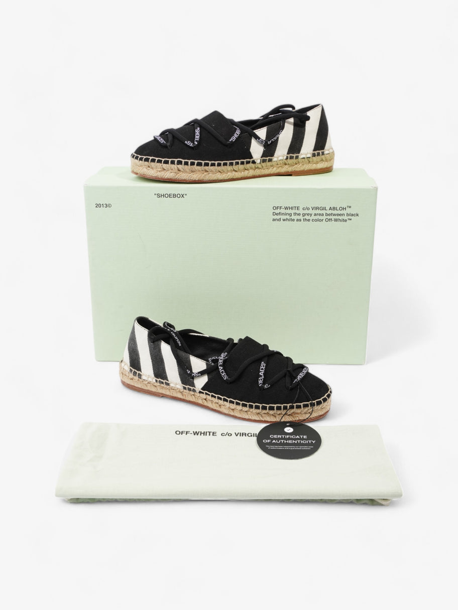 Off White Lace up Espadrilles Black White Canvas EU 36 UK 3 Luxe Collective