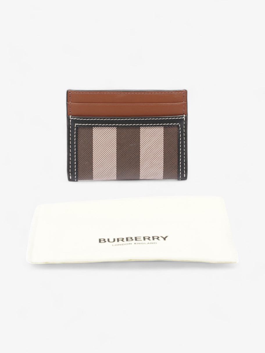 Burberry Check Card Case Dark Birch Brown / Black Coated Canvas Image 5