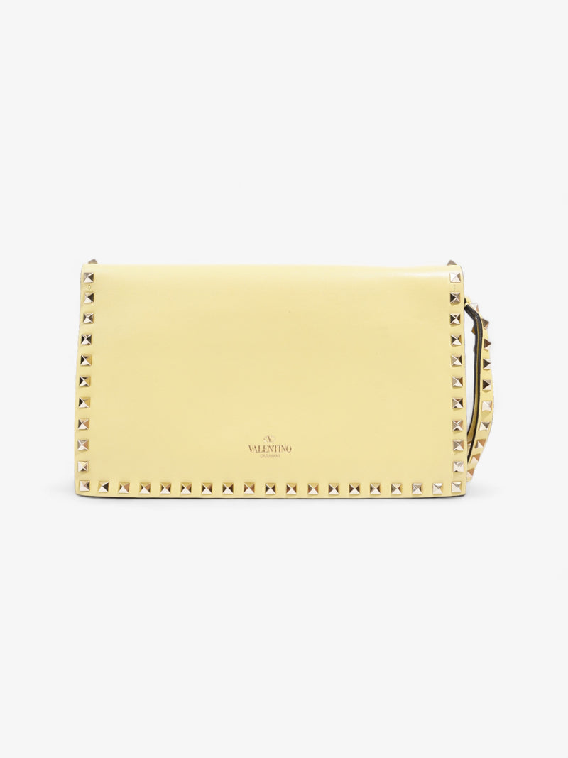  Rockstud Clutch Pale Yellow Leather