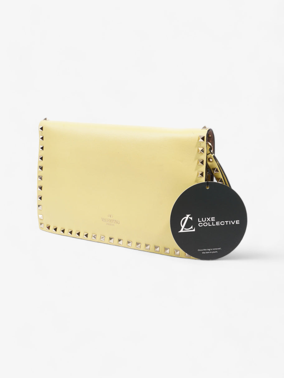 Rockstud Clutch Pale Yellow Leather Image 9