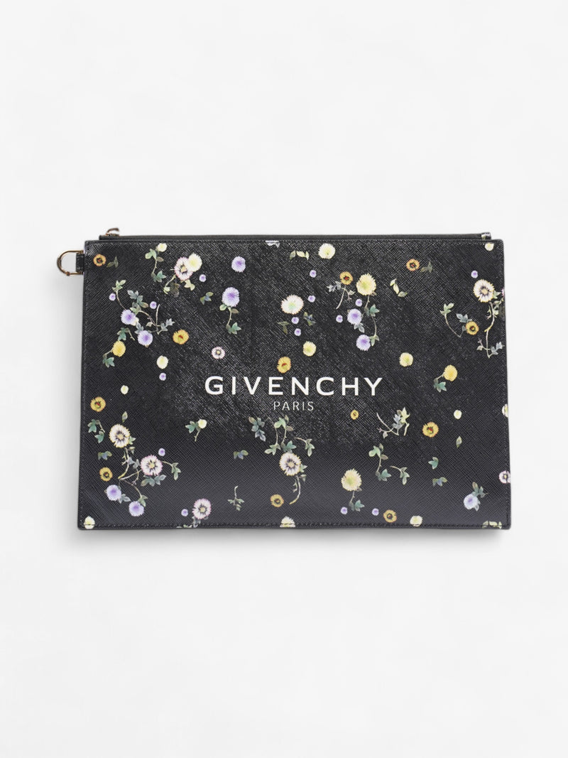  Givenchy Logo Floral Clutch Black / Floral Coated Canvas