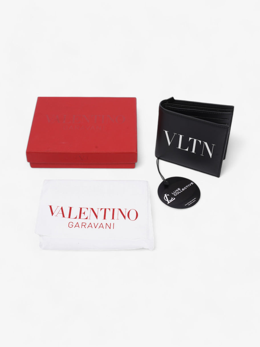 Valentino Logo Wallet Black / White Leather Image 6