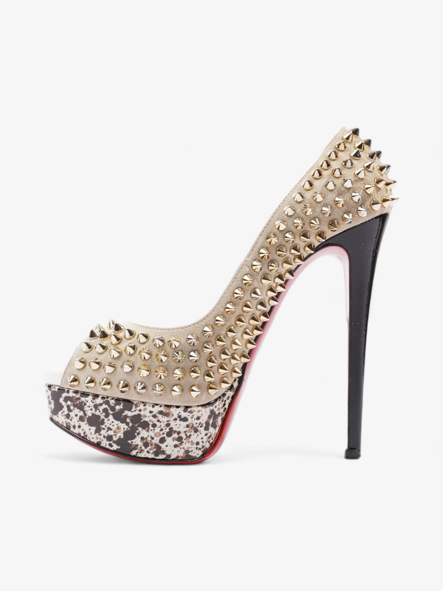 Christian Louboutin Lady Peep Spikes  150 Beige / Gold Suede EU 36.5 UK 3.5 Image 3