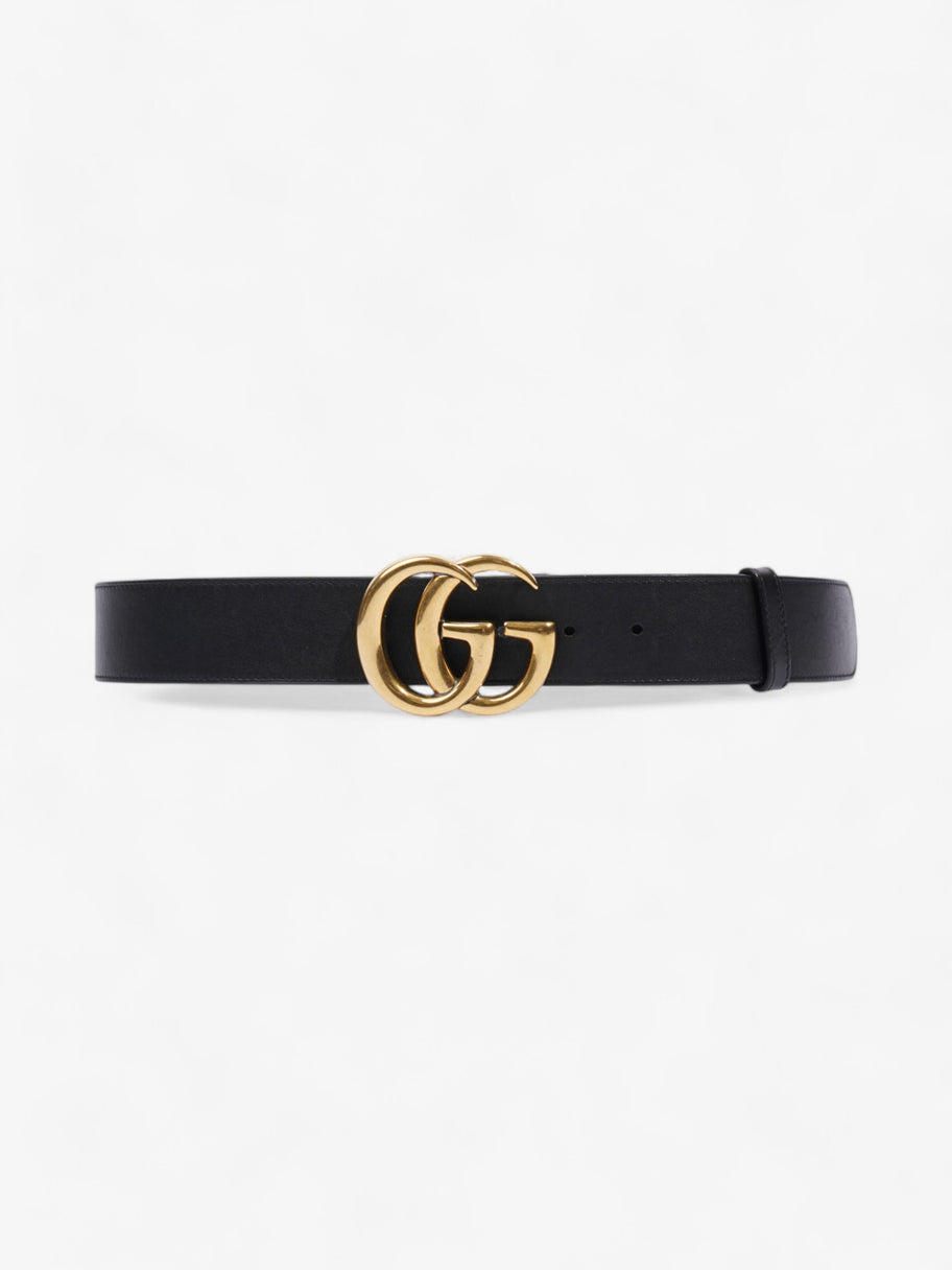 Gucci GG Marmont 2015 Re-Edition Wide Belt Black / Gold Leather 85cm / 34