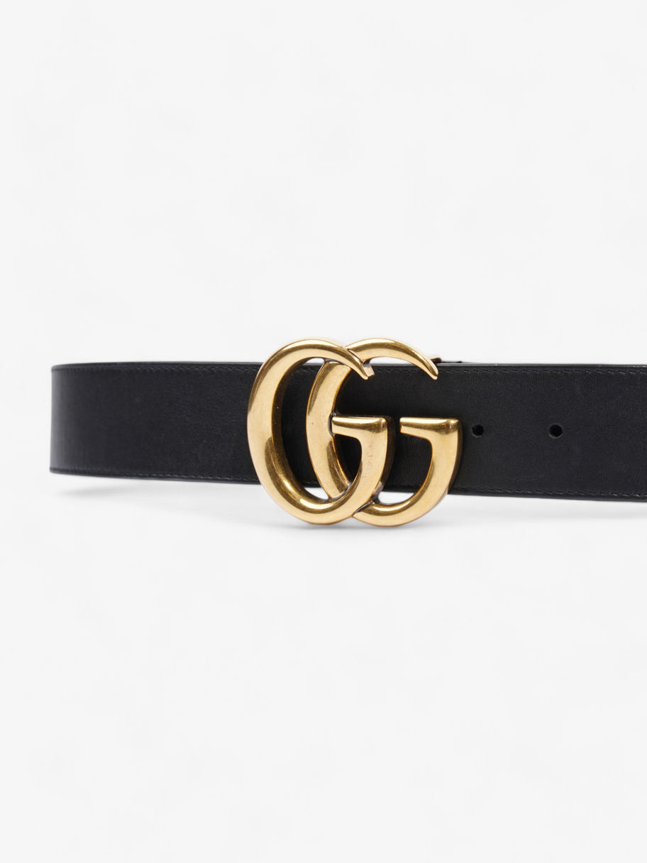 Gucci GG Marmont 2015 Re-Edition Wide Belt Black / Gold Leather 85cm / 34