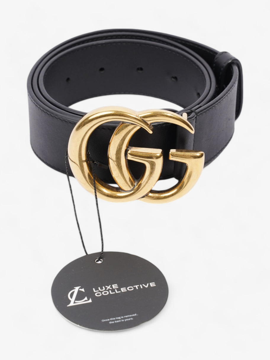 Gucci GG Marmont 2015 Re-Edition Wide Belt Black / Gold Leather 85cm / 34