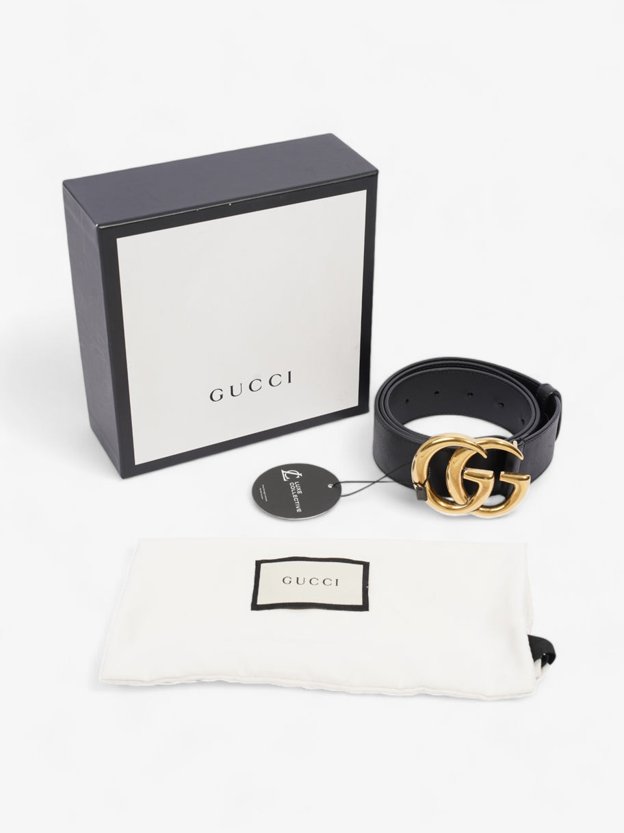 Gucci GG Marmont 2015 Re-Edition Wide Belt Black / Gold Leather 85cm / 34