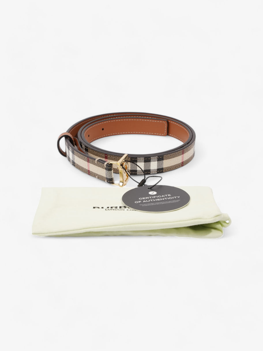 Burberry TB Belt Vintage Check / Light Gold Canvas Medium - 101.5cm Image 7