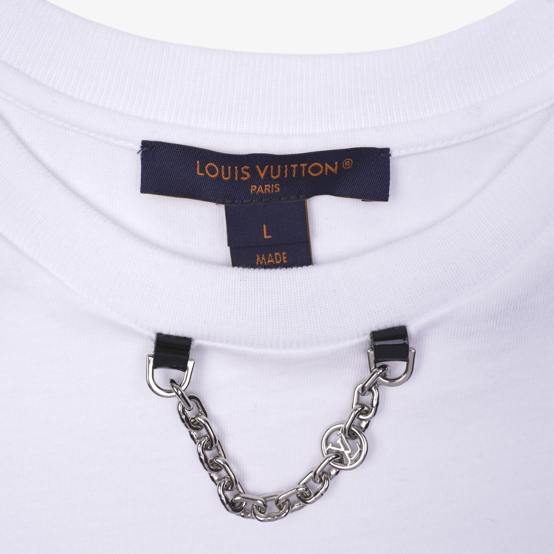 Authentic Louis Vuitton Women LV Stamp Cotton T-shirt XS In Pink - NWT