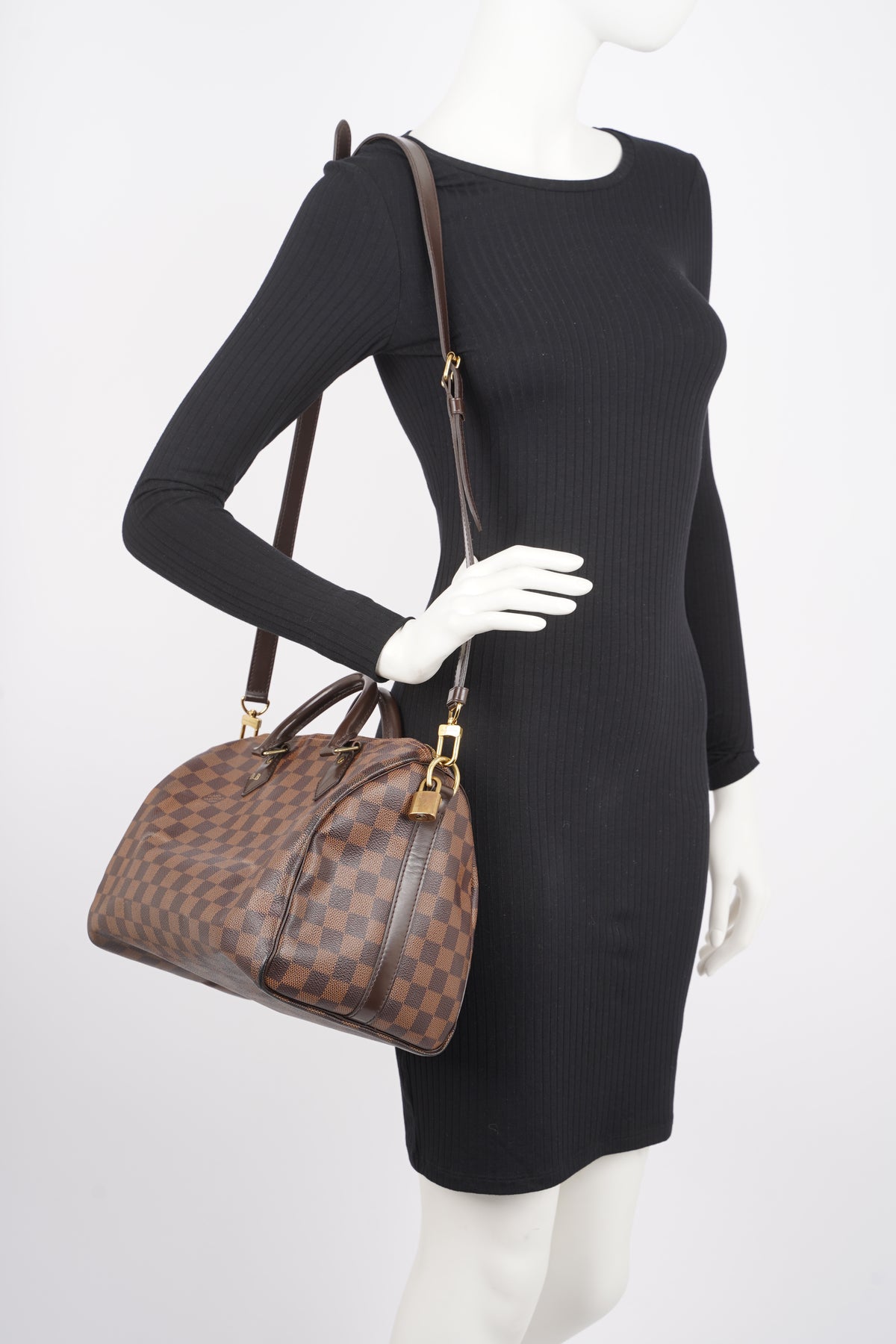 Louis Vuitton Womens Speedy Bandouliere Damier Ebene 30 – Luxe