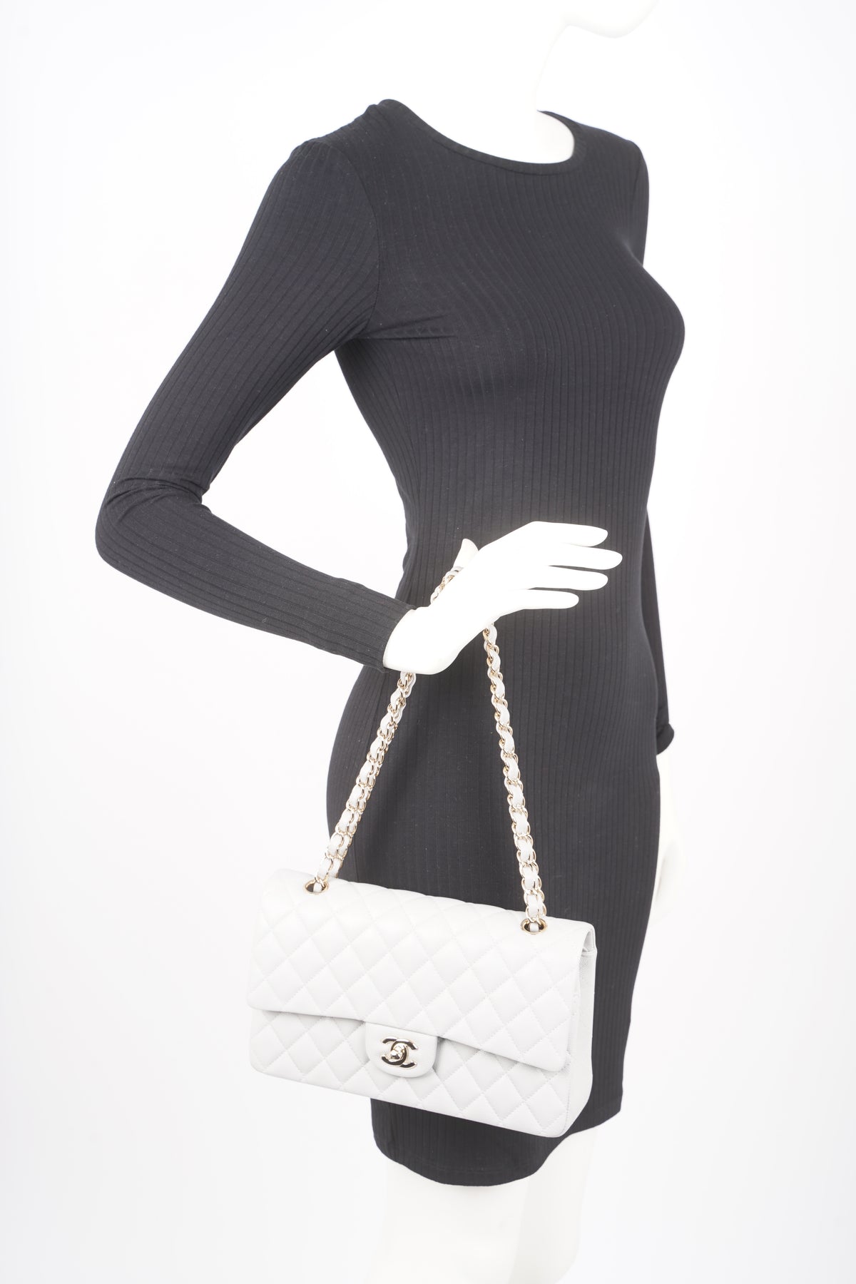 Chanel classic flap bag chain shoulder bags gold color 25cm medium