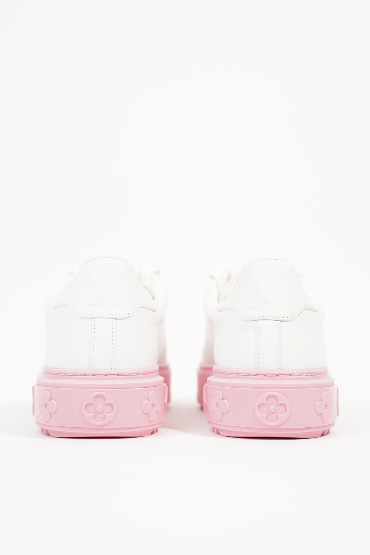 LOUIS VUITTON Time Out Bow Sneakers 37.5 White Pink 1269775