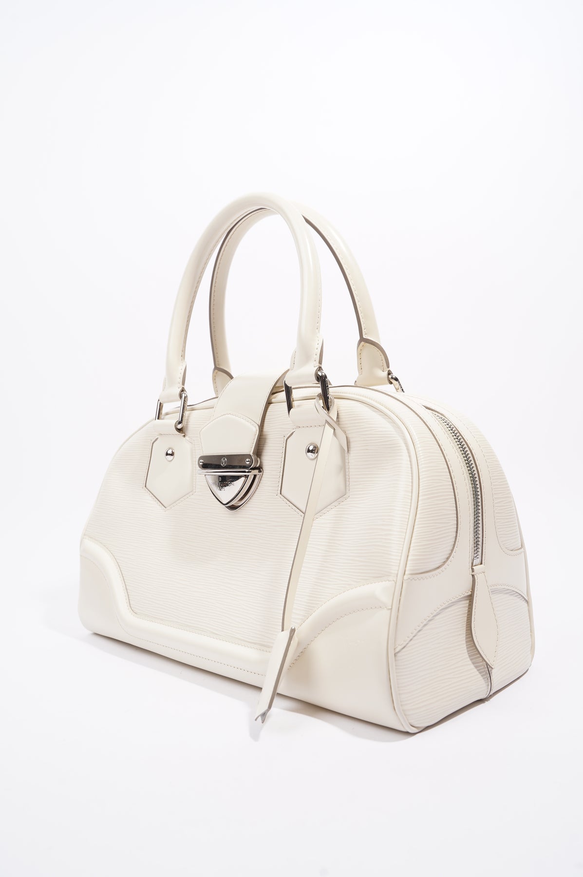 Louis Vuitton White Epi Leather Bowling Montaigne GM Bag