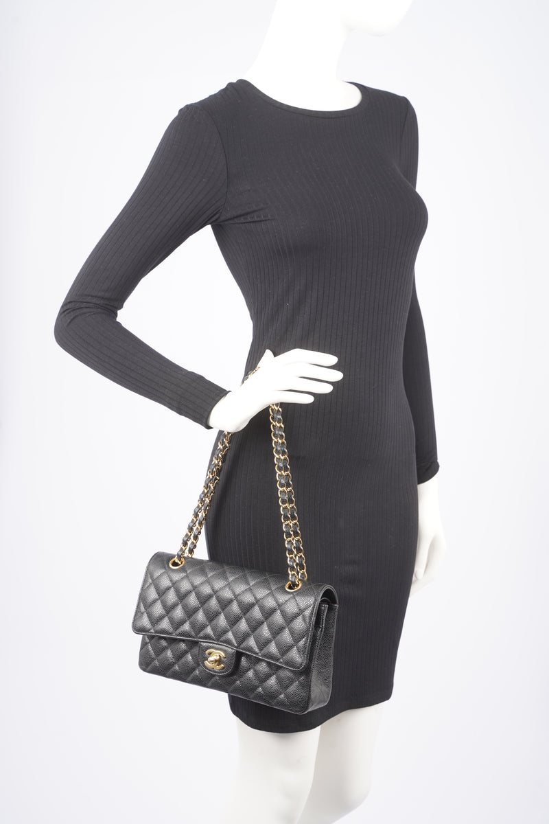 Chanel Black Quilted Lambskin Medium Classic Double Flap Gold Hardware, 1986-1988, Womens Handbag