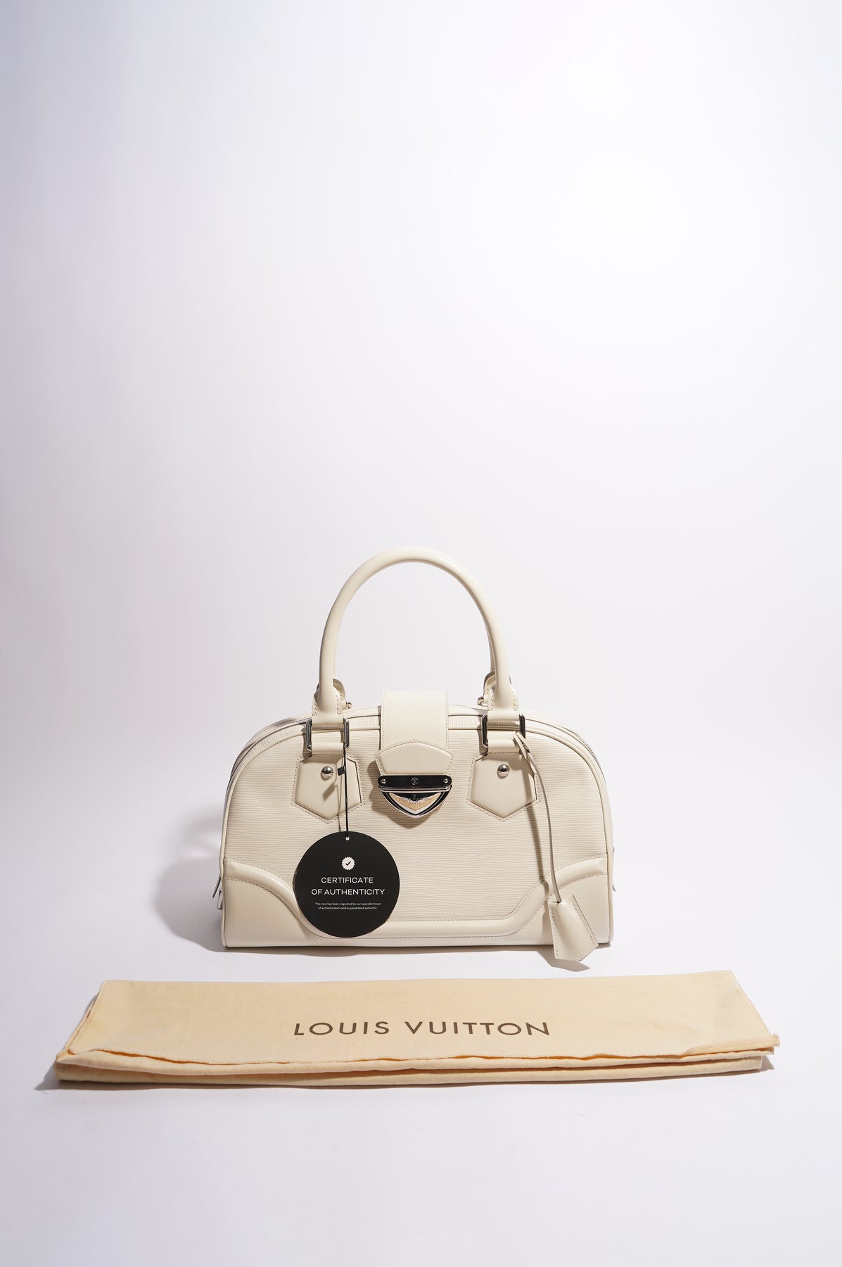 Louis Vuitton Epi Bowling Montaigne M5932J White Leather Pony