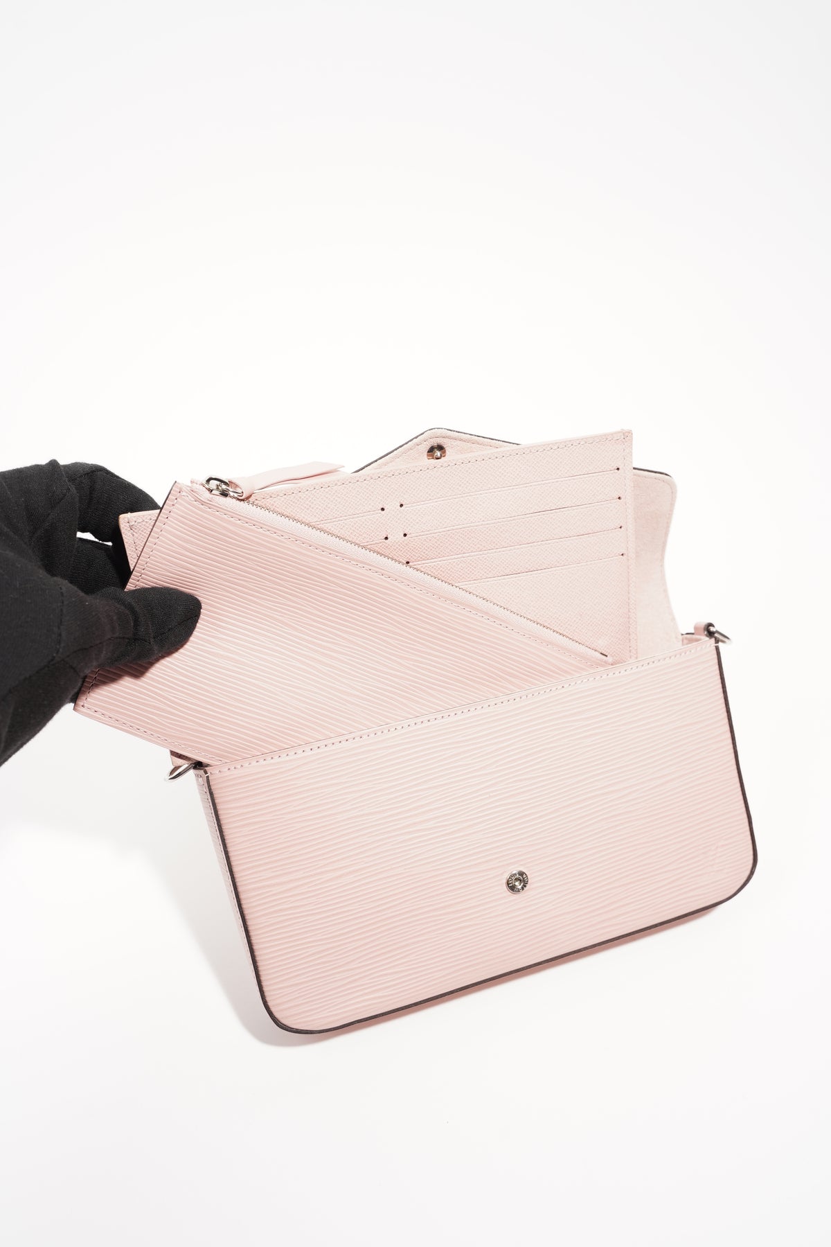 LOUIS VUITTON Louis Vuitton Monogram Implant Pochette Felicie Rose Poodle  M61267 Women's Leather Clutch Bag