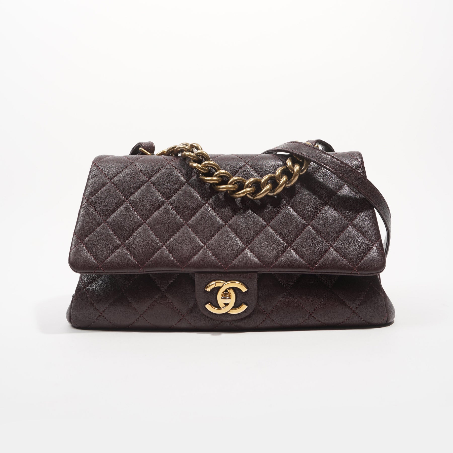 Chanel Burgundy Chevron Leather and Suede Jumbo Surpique Flap Bag