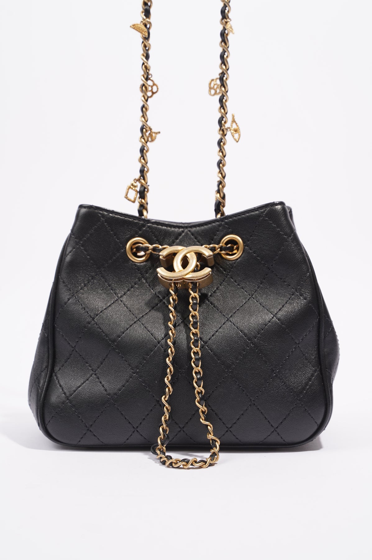 Chanel Womens Mini Amulat Bucket Bag Black Lambskin / Gold – Luxe
