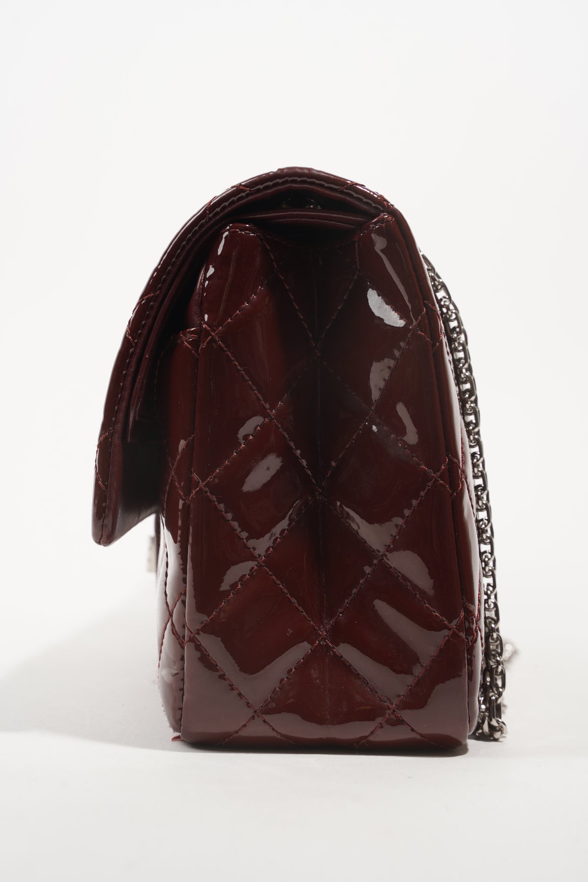Chanel Womens 2.55 Bag Patent Burgundy Maxi – Luxe Collective