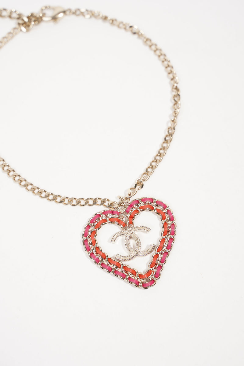 21B Large Heart Pearl Pink Crystal CC Necklace