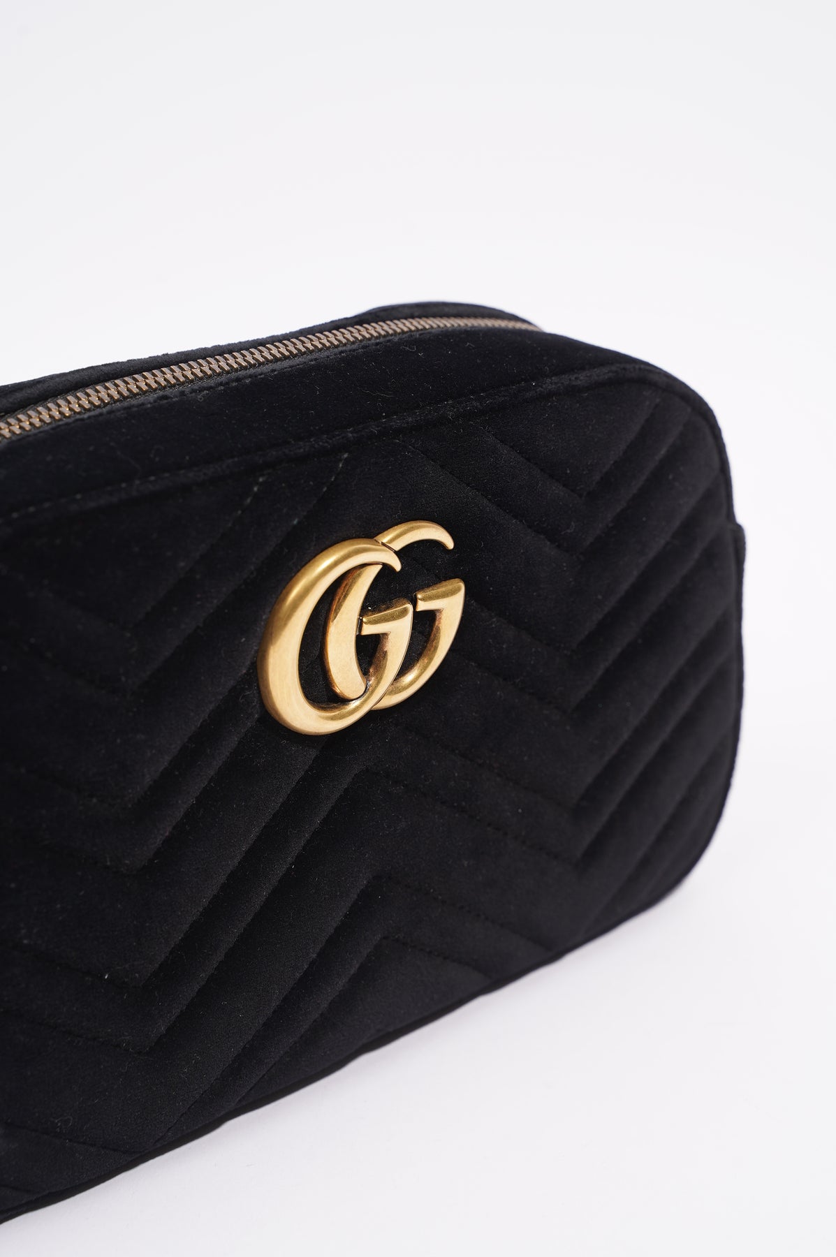 Gucci Black Velvet GG Marmont Bag Mini QFB1BI39K9004