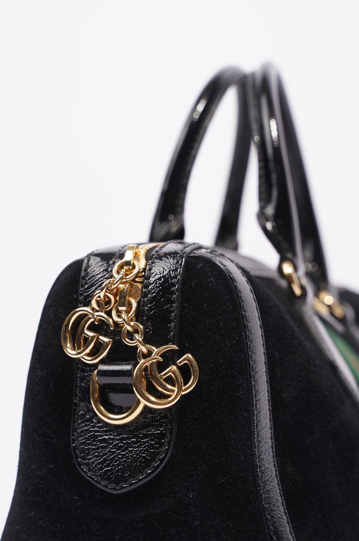 Gucci Ophidia Boston Suede Bag in Black