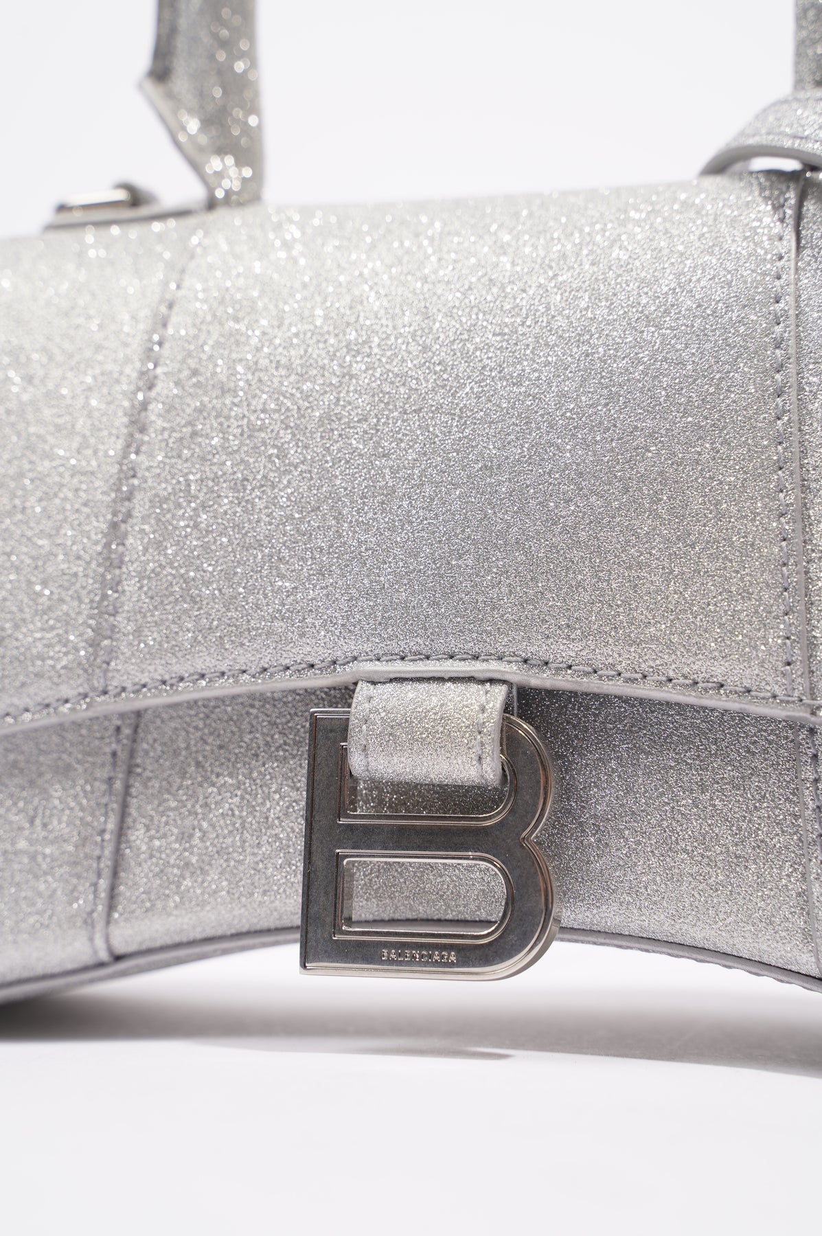 Balenciaga Hourglass Xs Glitter Tophandle Bag In 8110 Silver  ModeSens