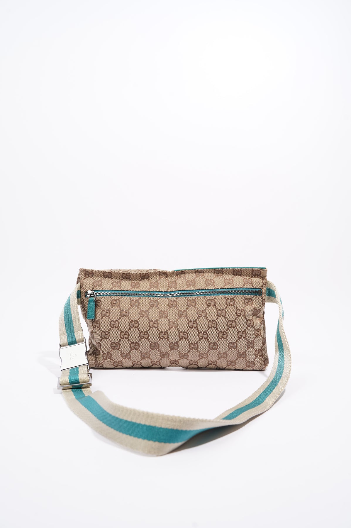 Gucci Vintage Double Belt Bag GG Canvas at 1stDibs