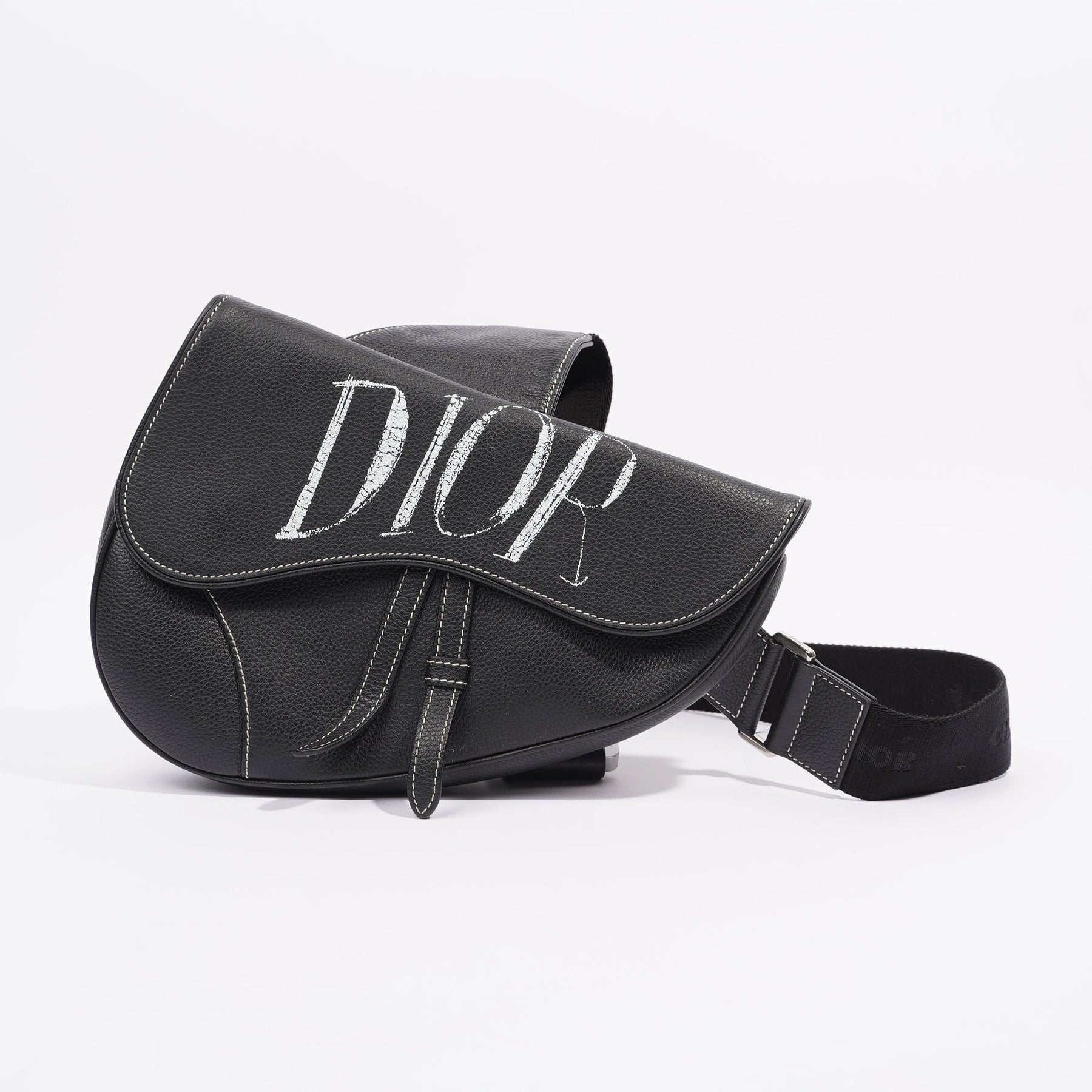 Christian Dior x Shawn Stussy Black Grained Leather Saddle Messenger Bag -  Yoogi's Closet