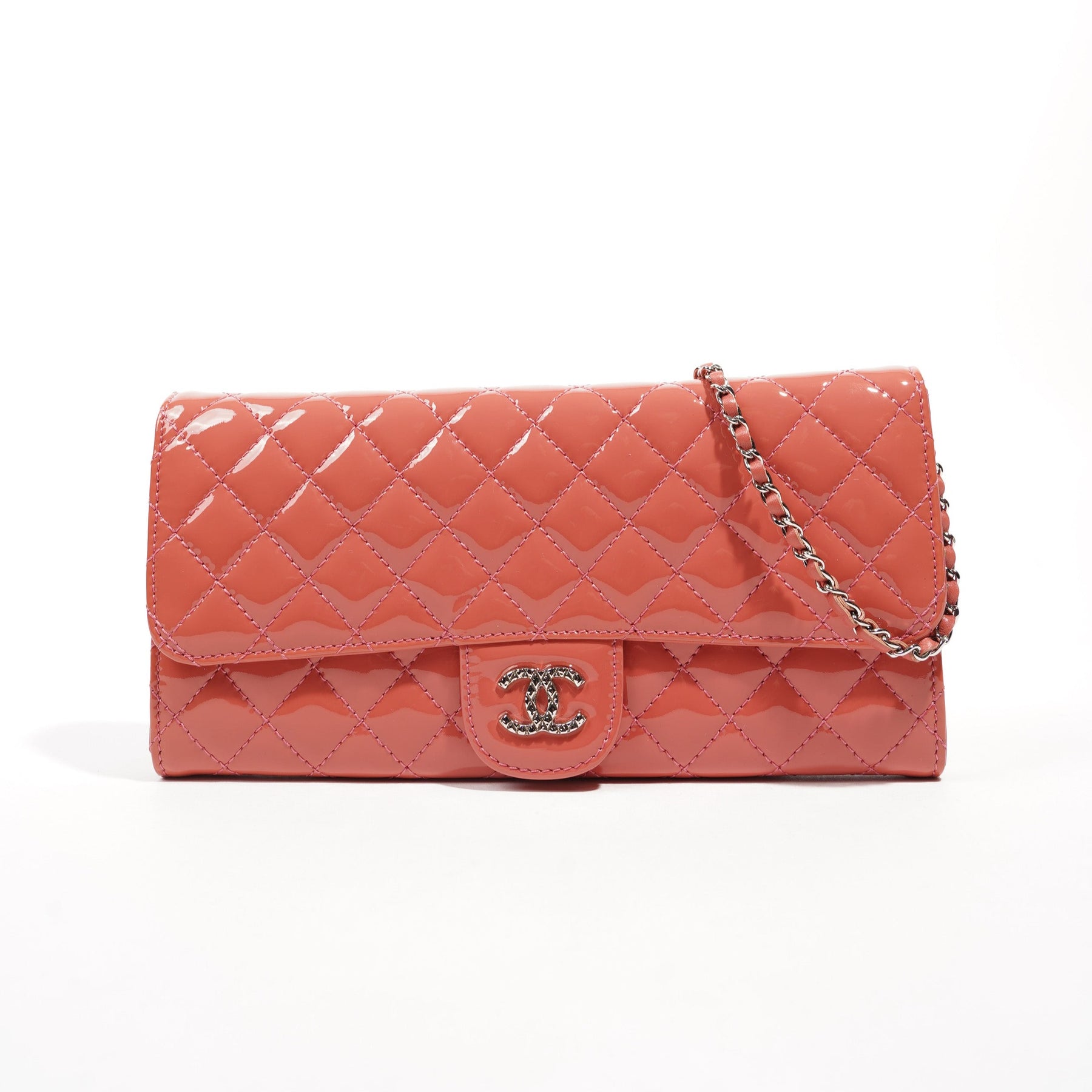 Chanel Classic Double Flap Bag Quilted Patent Medium Purple 10745718