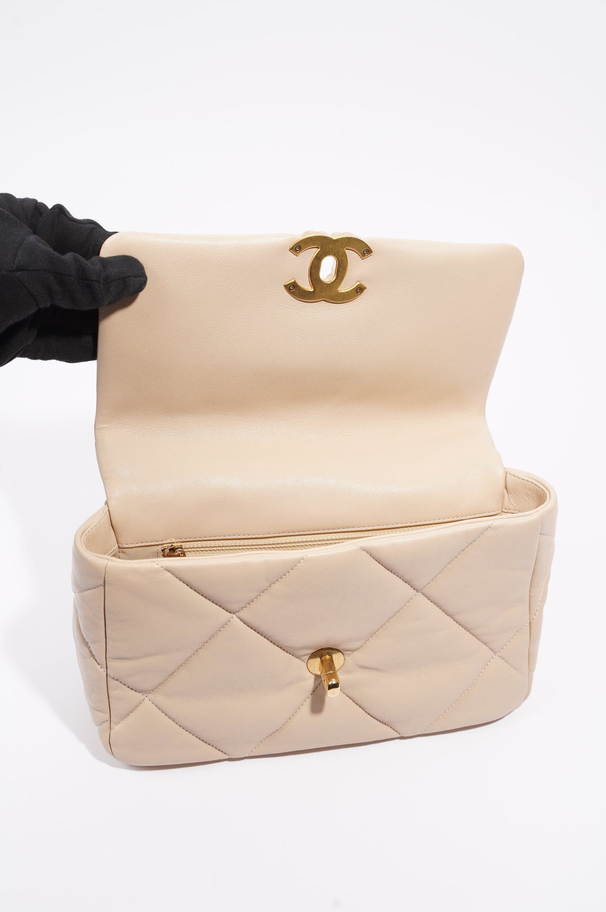 Only 2358.00 usd for CHANEL 19 Small Flap Bag in 20S Light Beige Lambskin  Online at the Shop