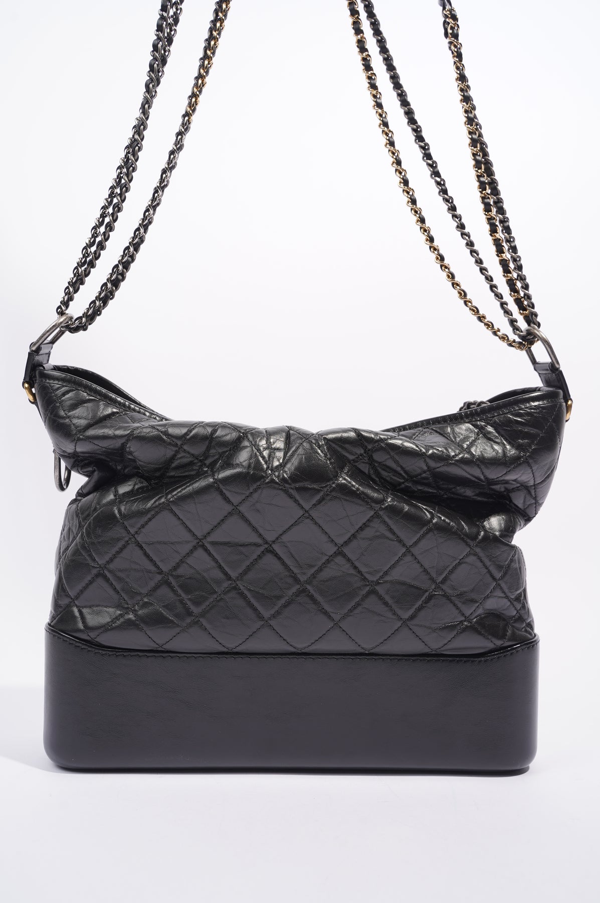 CHANEL Aged Calfskin Quilted Large Gabrielle Hobo Black 1201227