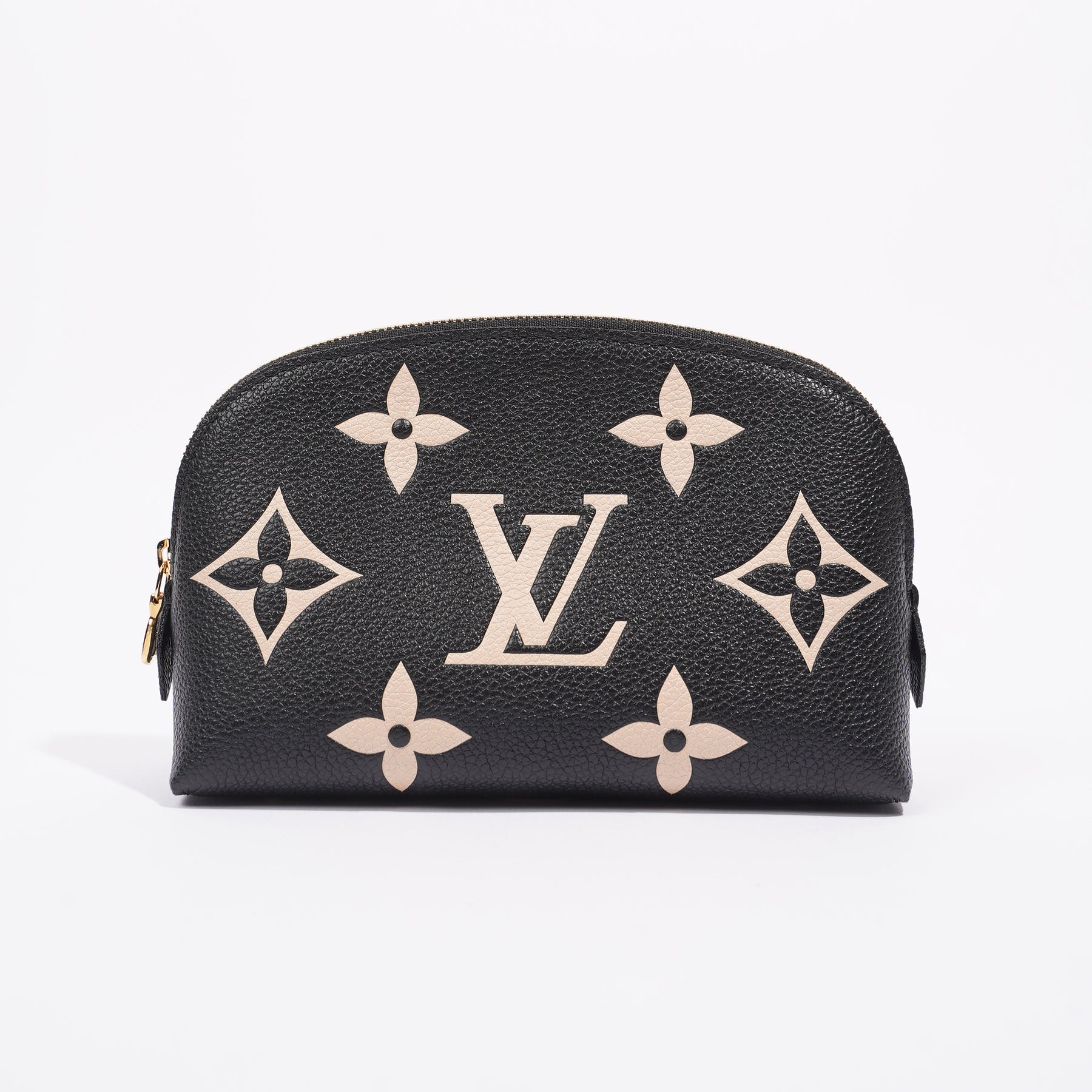 Louis Vuitton Womens Cosmetic Pouch Black / Beige Empreinte – Luxe
