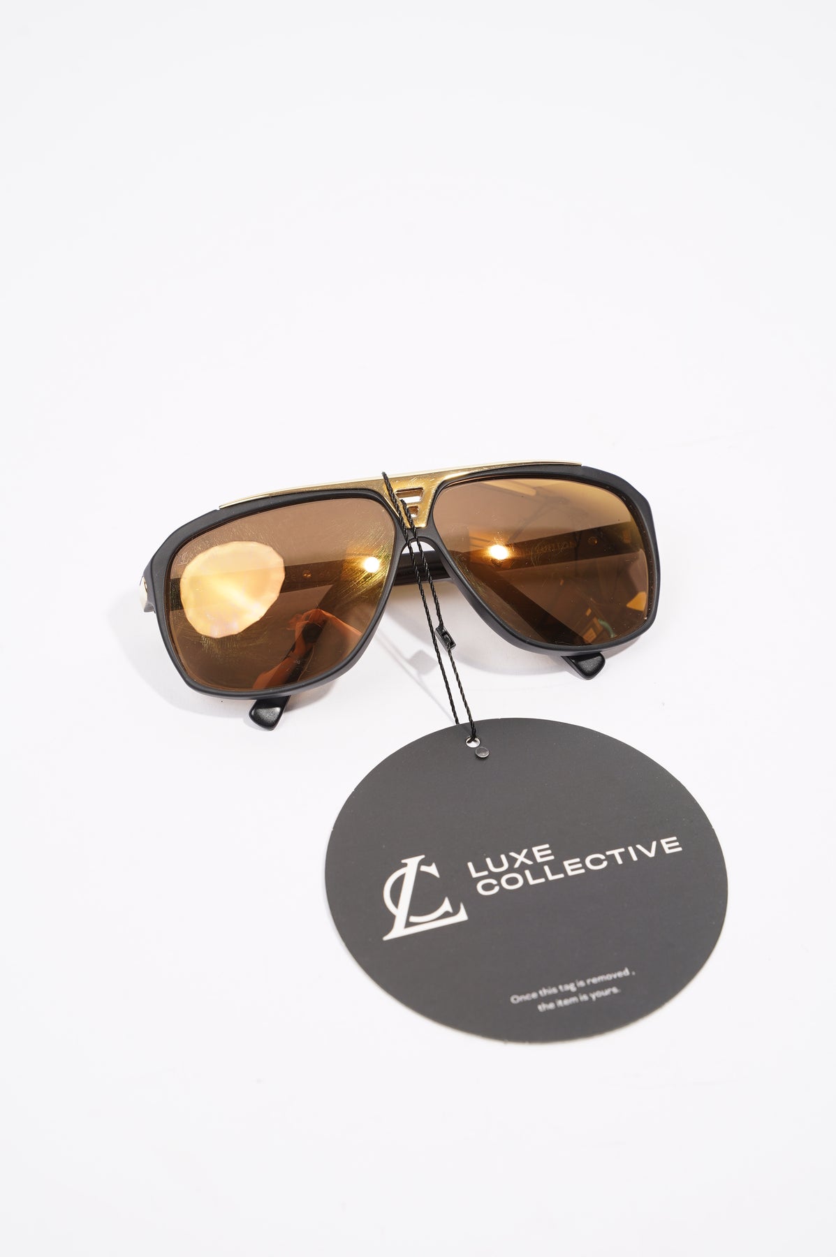 Louis Vuitton Black & Gold EVIDENCE Aviator Sunglasses