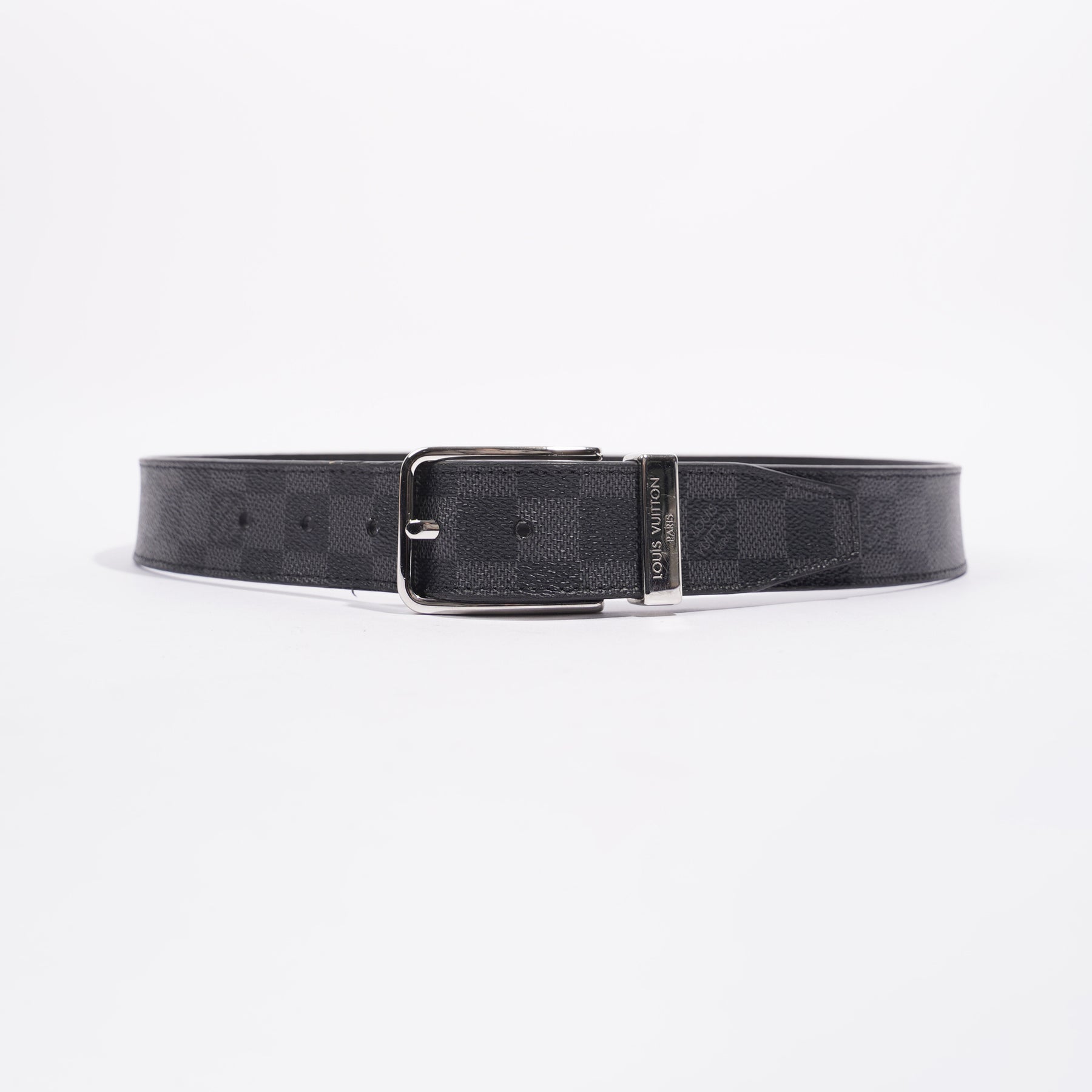 Louis Vuitton Black Damier Graphite Pont Neuf Belt Grey Cloth
