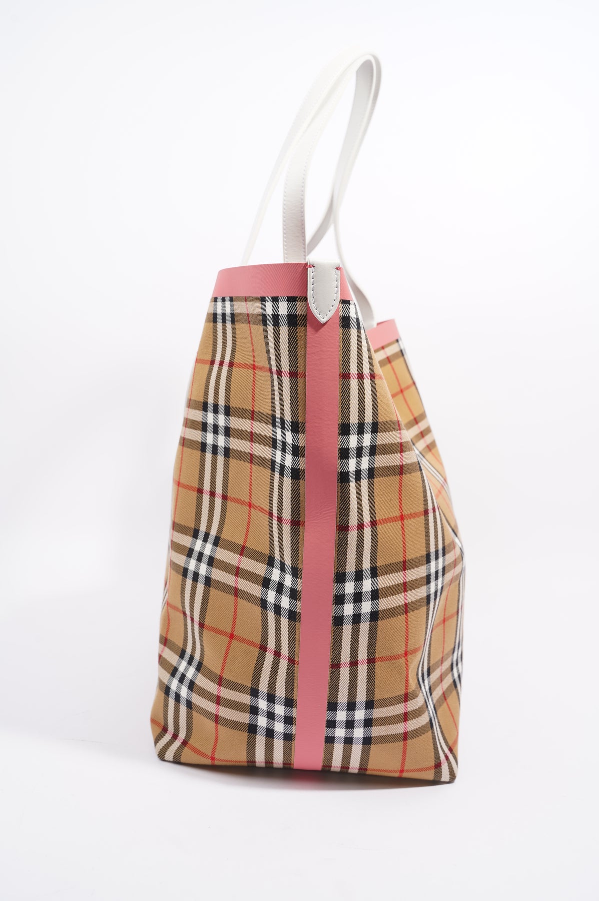 Burberry Red/Green Vintage Check Canvas Giant Reversible Tote Burberry