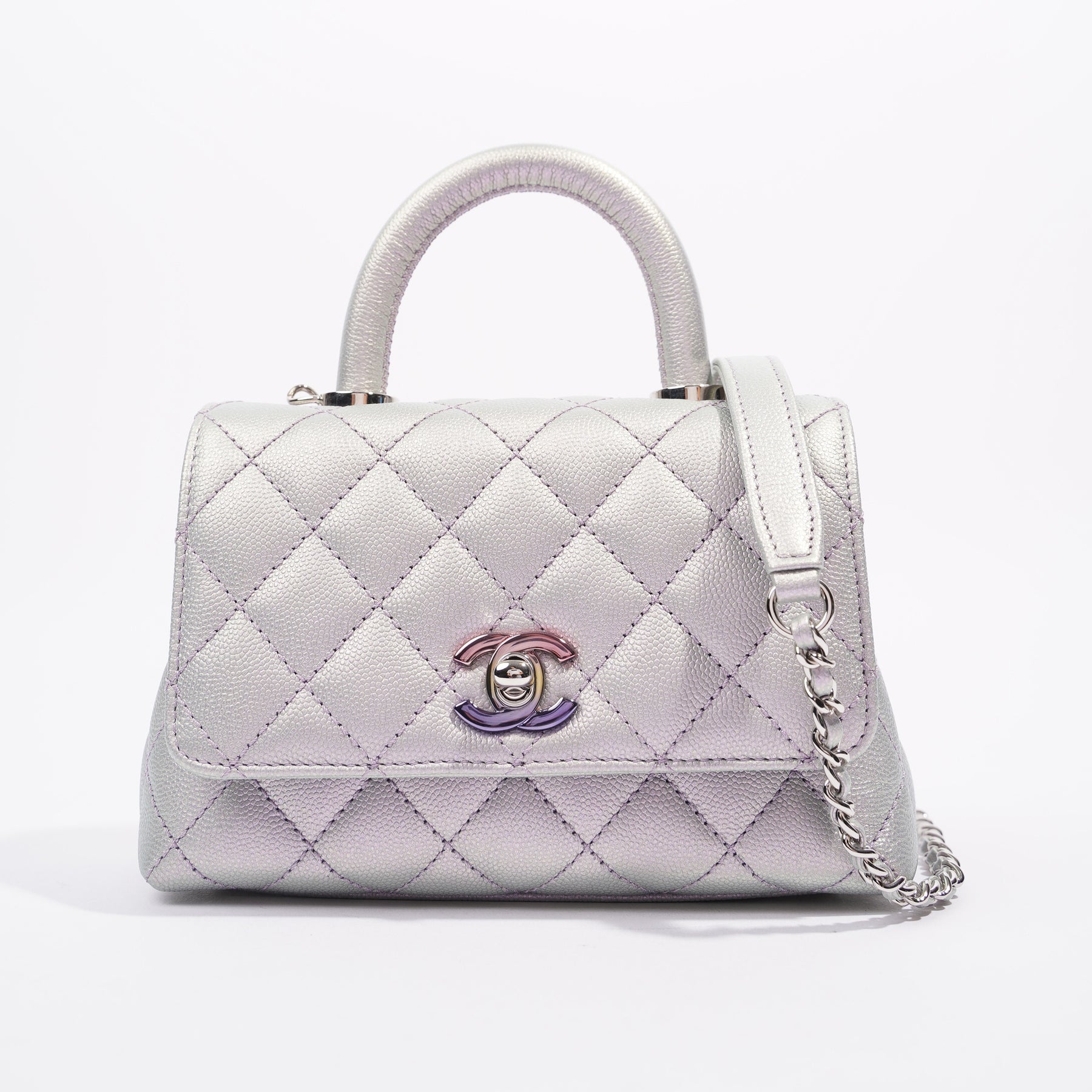 Chanel Coco Handle Bag Mini Iridescent purple Kaviarleder Fullset / wi –  Echtheitscheck