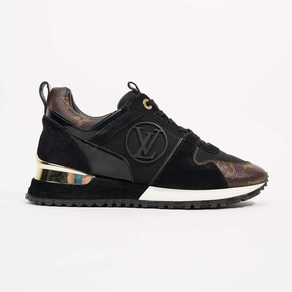 Louis Vuitton Brown/Black Monogram and Leather Run Away Sneakers