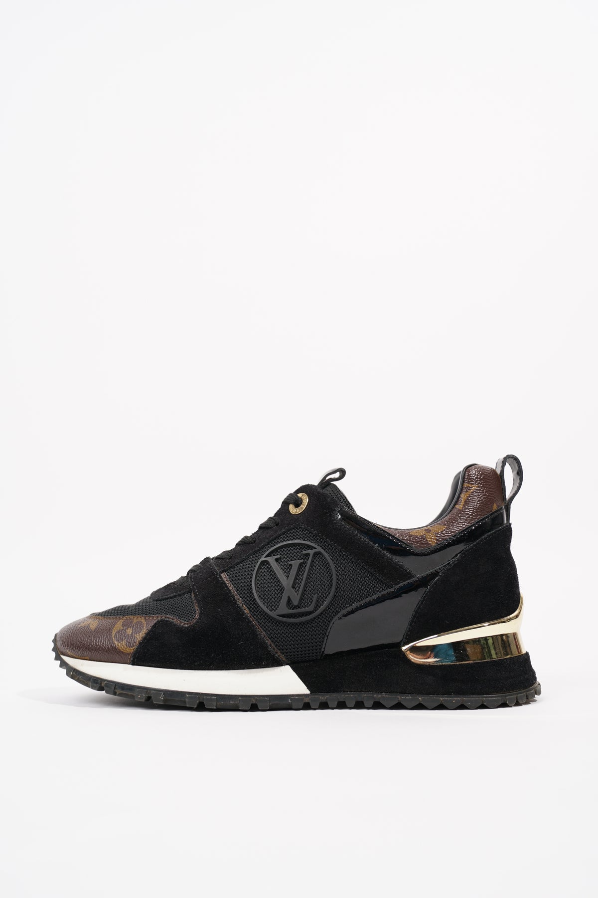 Louis Vuitton Brown/Black Monogram and Leather Run Away Sneakers