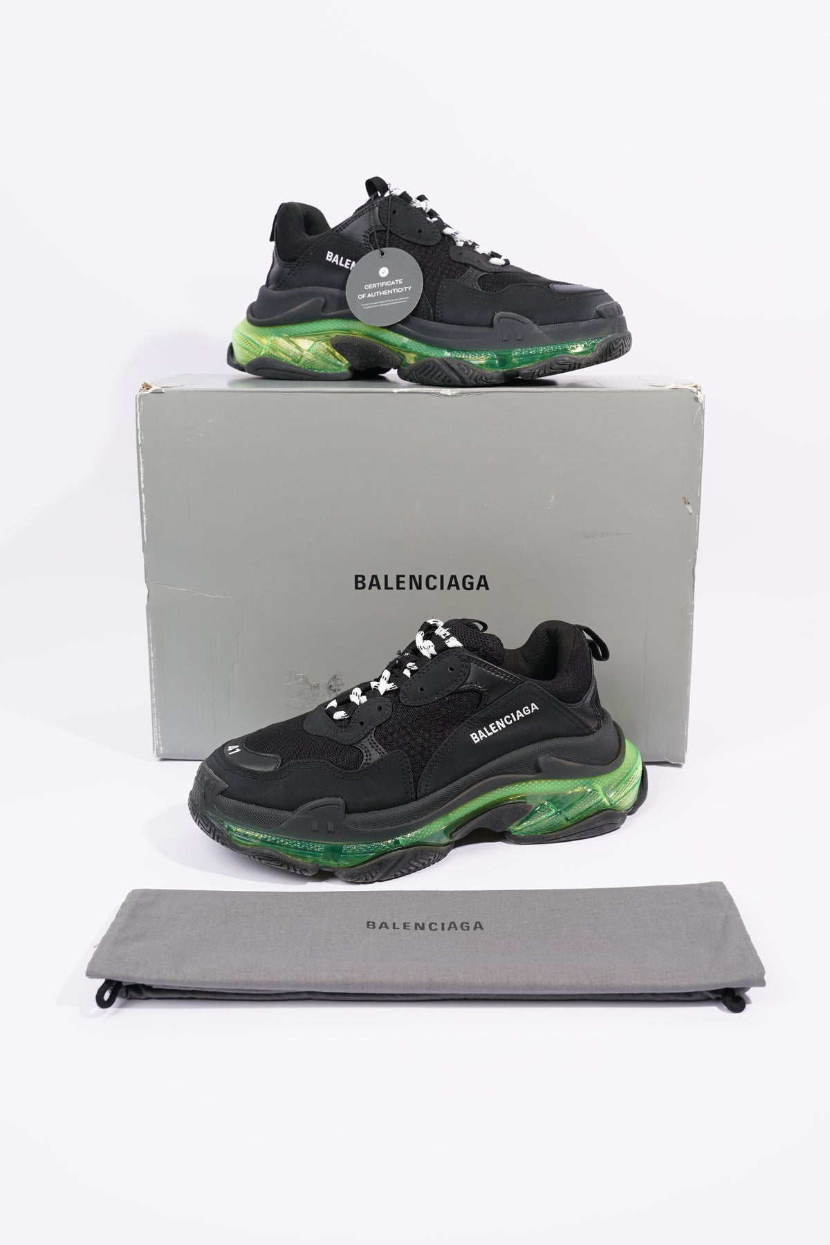 Balenciaga Mens Triple S Black / Green / Clear Sole EU 41 / UK 7