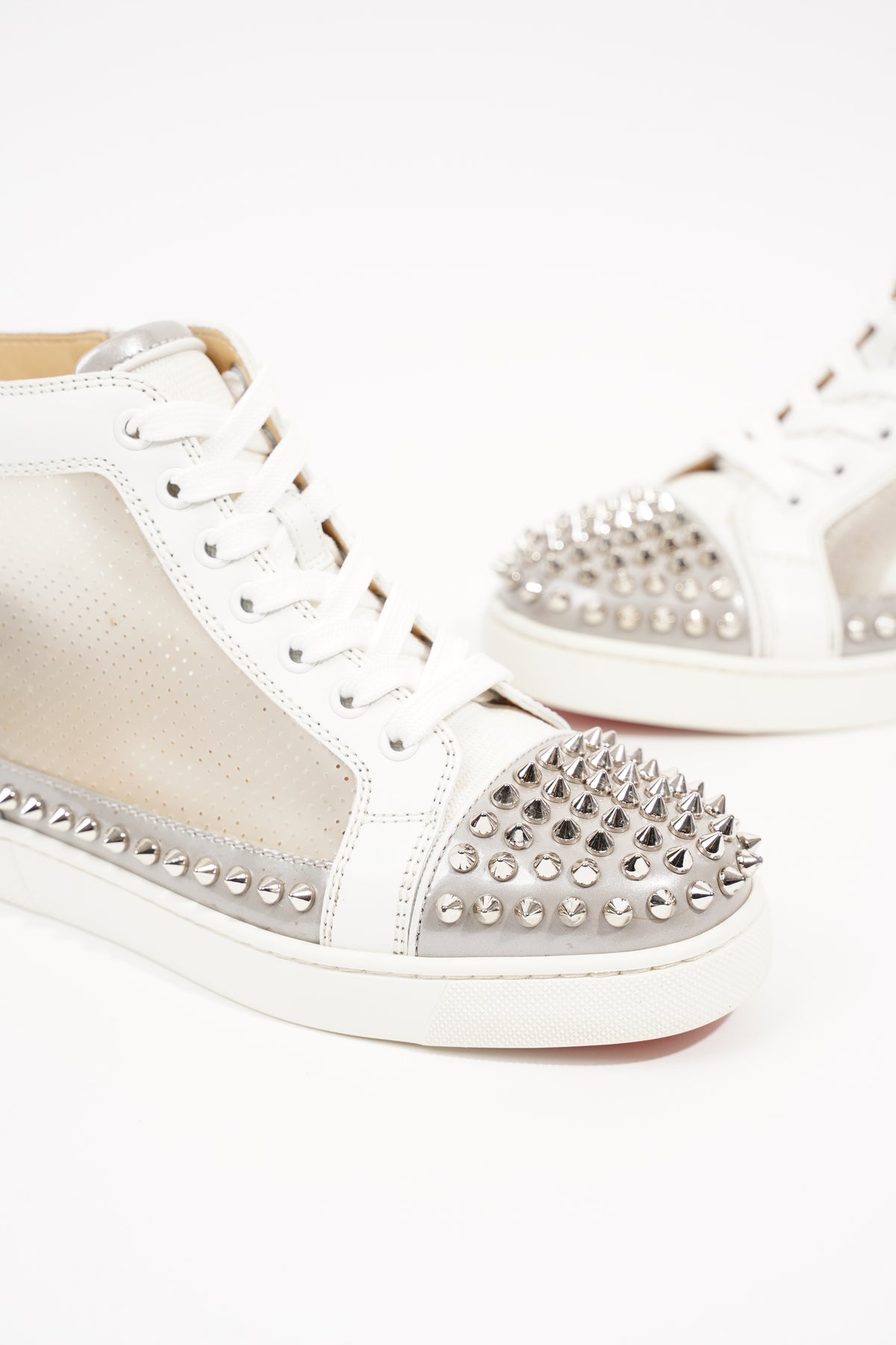 Christian Louboutin Sosoxy Spikes High-Top Sneakers in White