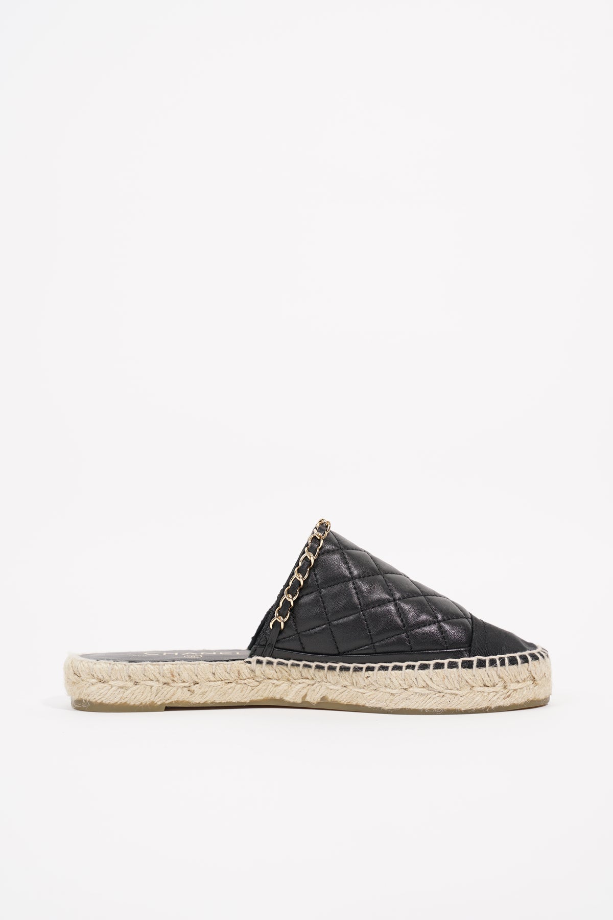 Chanel Espadrille White Mesh Leather Canvas Flat SOLD OUT Size 35
