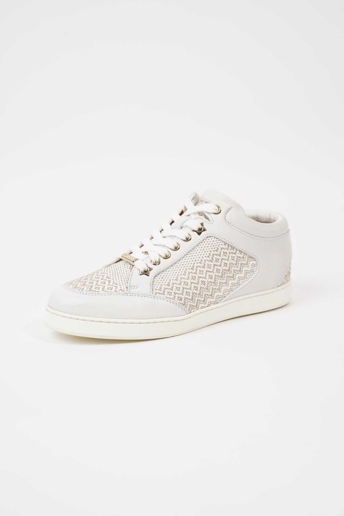 Jimmy choo miami deals white trainers