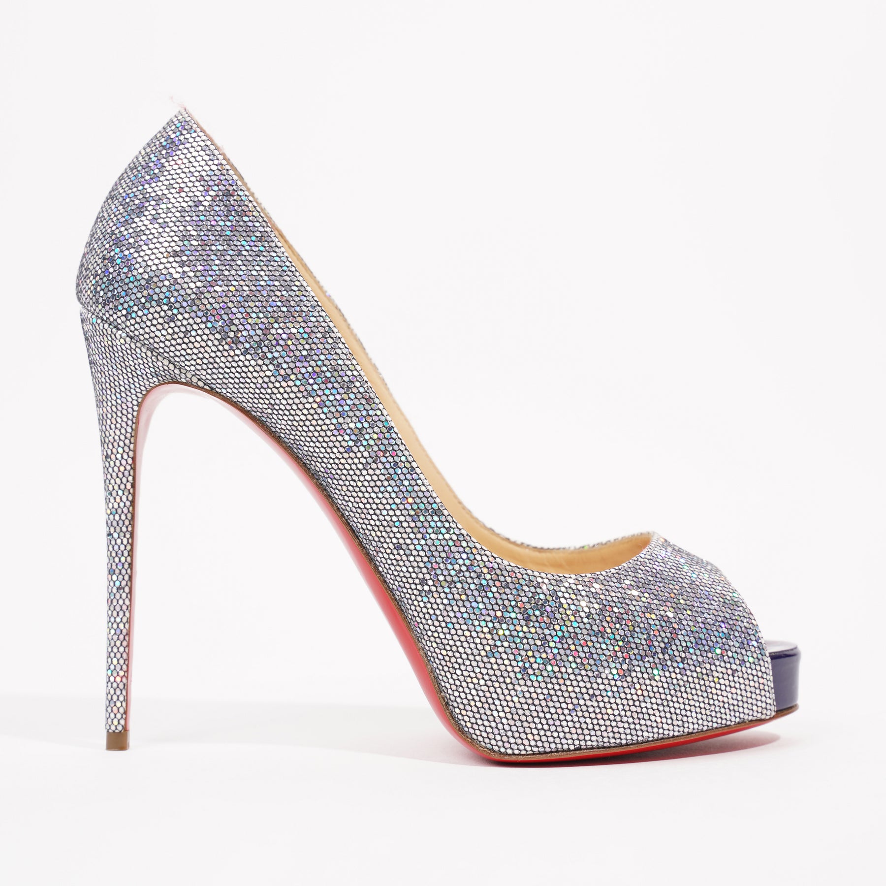 Christian Louboutin Sexy Glitter slingback Heels No Prive 37.5 120mm In  Box!*