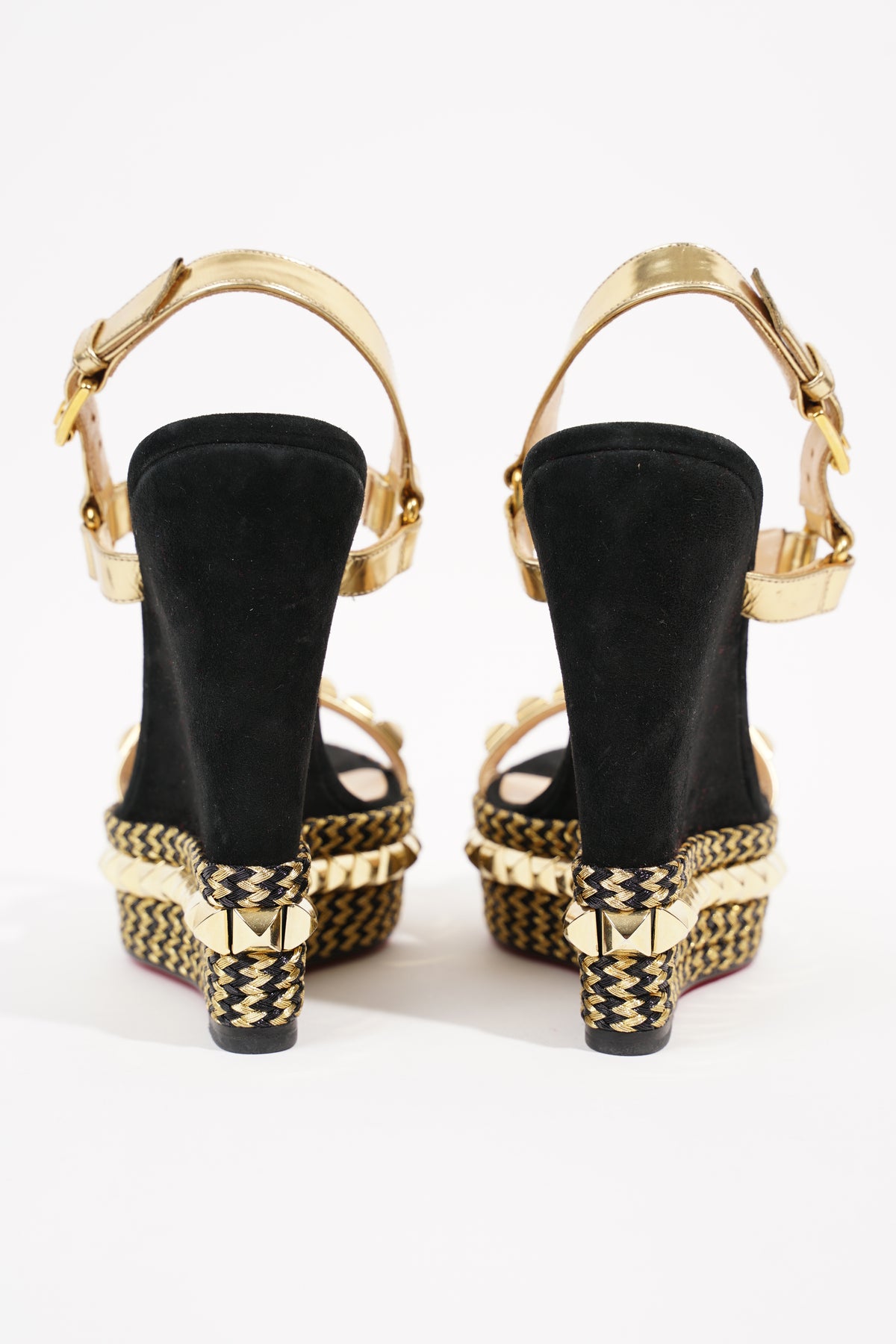 Christian Louboutin Womens Wedge Sandal Black / Gold EU 36 / UK 3 – Luxe  Collective