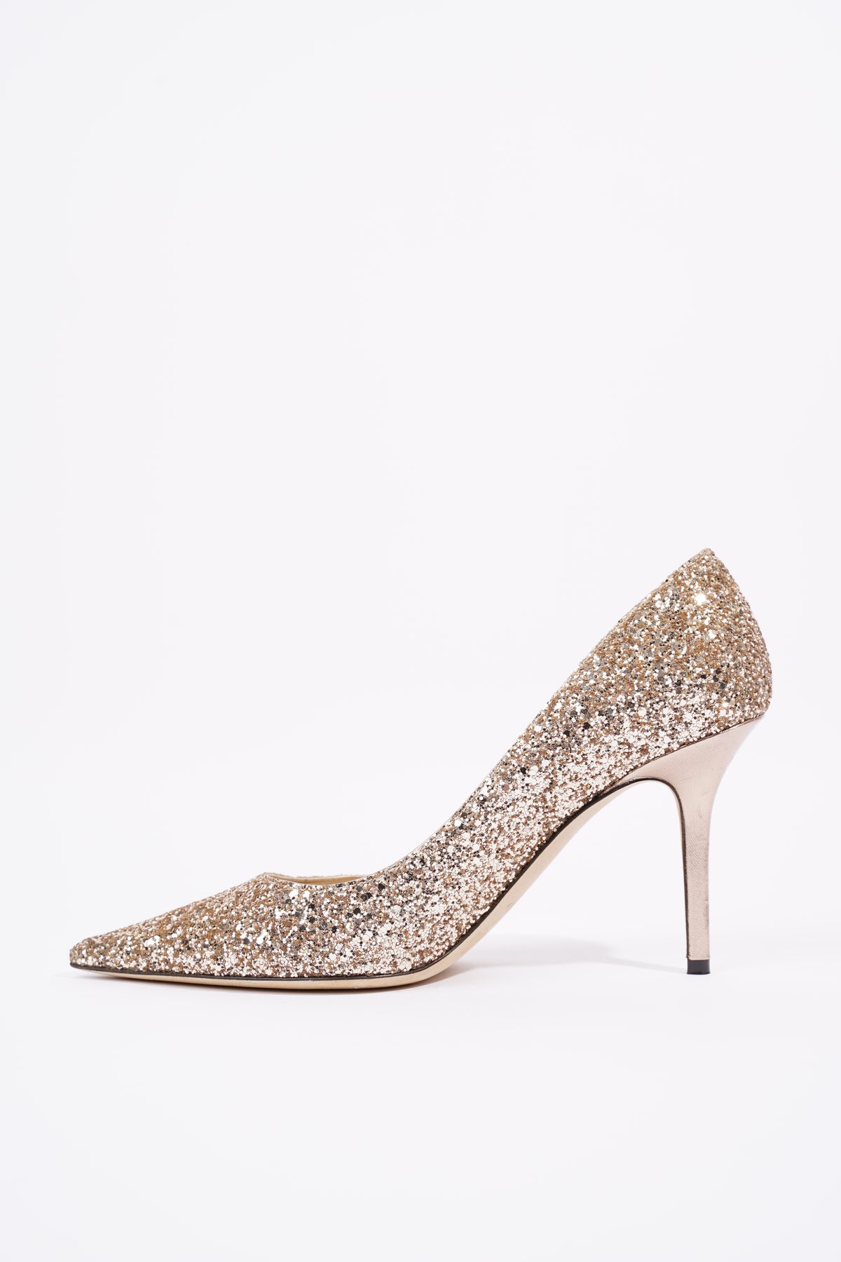 Pair of gold glitter pumps, 110 mm metallic heels adorne… | Drouot.com