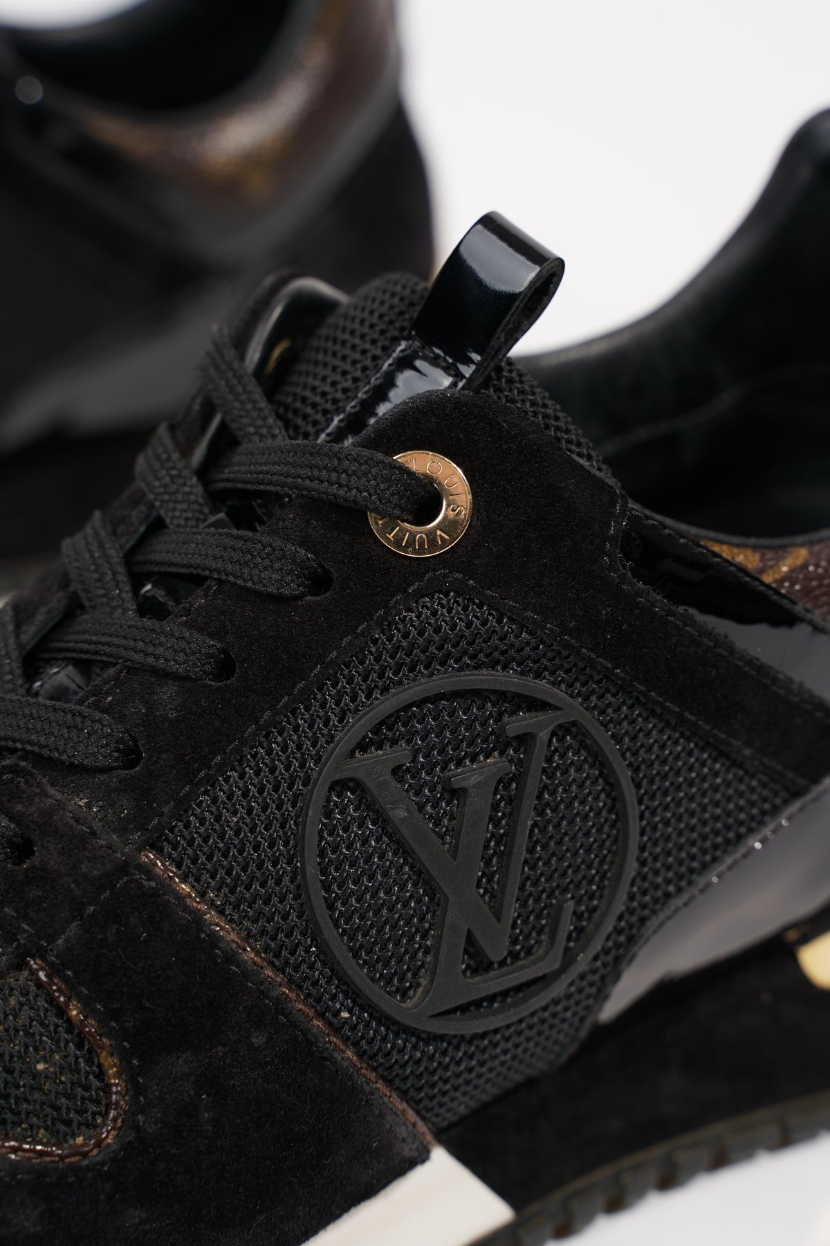 Louis Vuitton Black Leather & Gold Unisex Run Away Sneakers