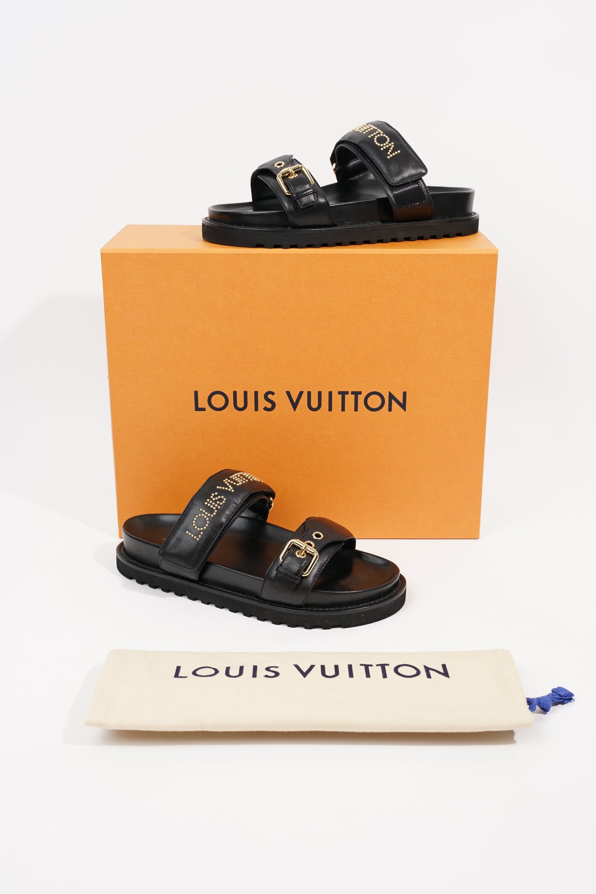 Louis Vuitton Womens Paseo Flat Comfort Mule Black / Gold EU 39 / UK 6 –  Luxe Collective