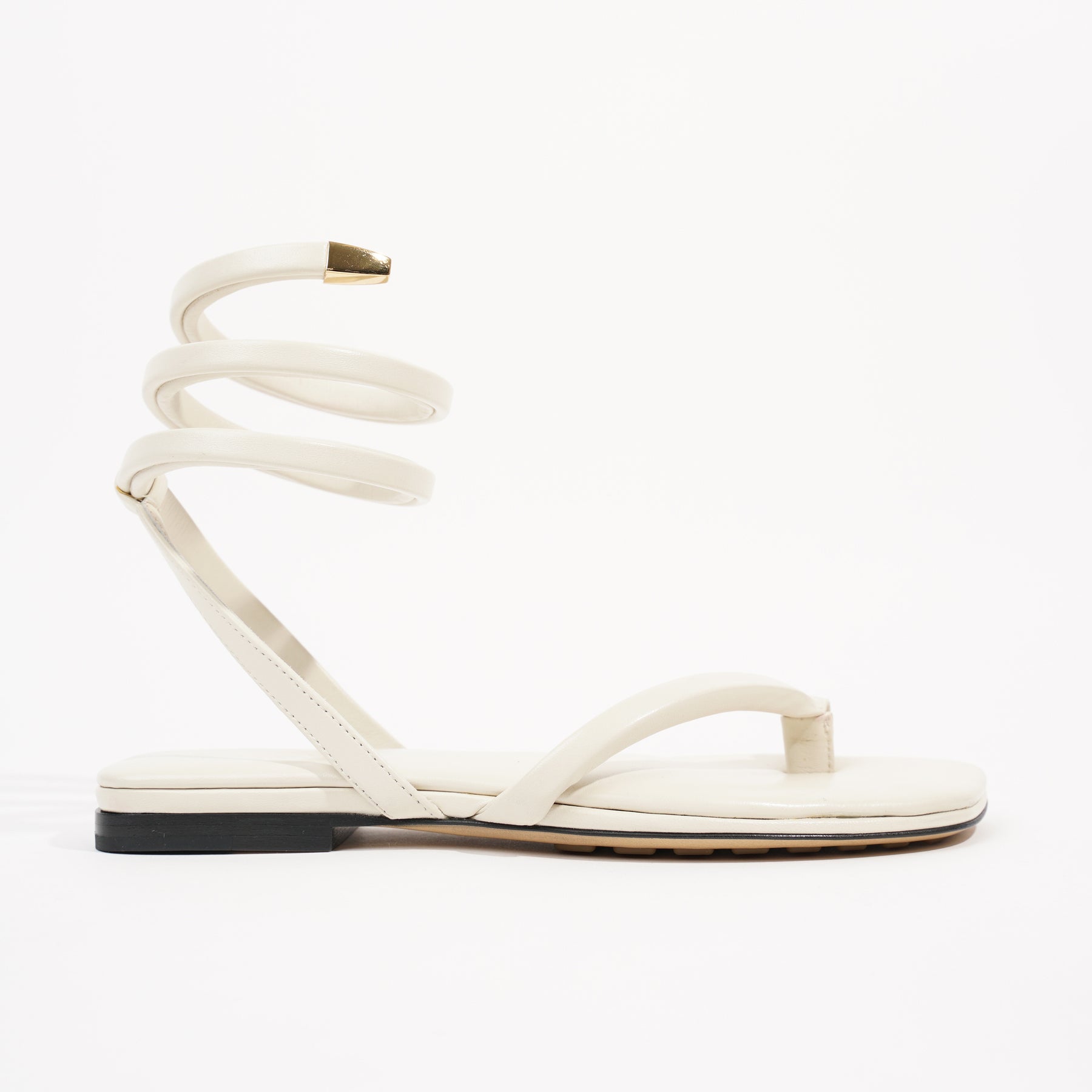 Bottega Veneta Womens Spiral Sandal White EU 37 / UK 4 – Luxe